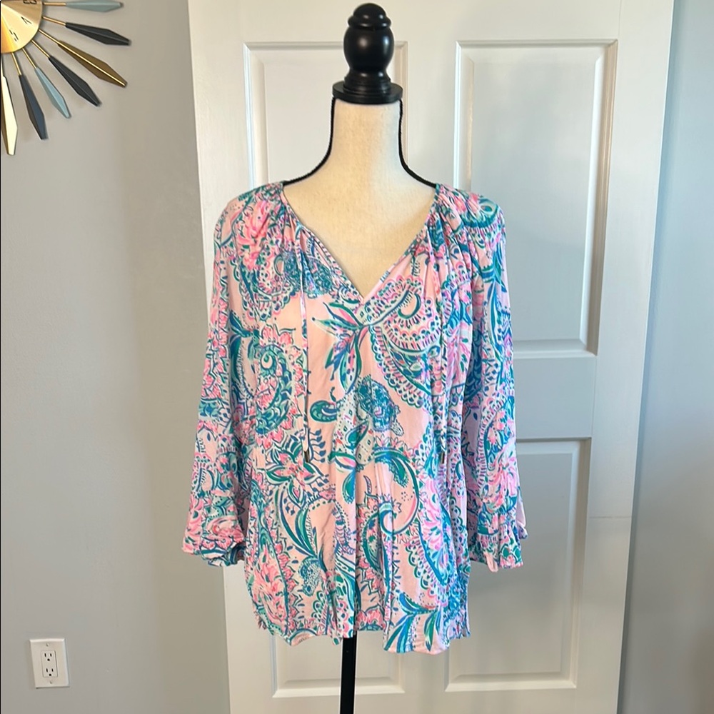 Floral Pink and Blue Women's Top